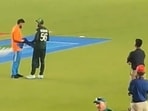 Virat Kohli hands Babar Azam an autographed jersey. Virat Kohli hands Babar Azam an autographed jersey.
