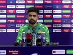 Babar Azam during press conference ahead of 2023 WC match vs India Babar Azam during press conference ahead of 2023 WC match vs India