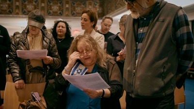 Jews pray during a communal prayer to honor and and offer support for the victims in Israel at B'nai Jeshurun Synagogue on Thursday, Oct. 12, 2023, in New York. (AP) Jews pray during a communal prayer to honor and and offer support for the victims in Israel at B'nai Jeshurun Synagogue on Thursday, Oct. 12, 2023, in New York. (AP)