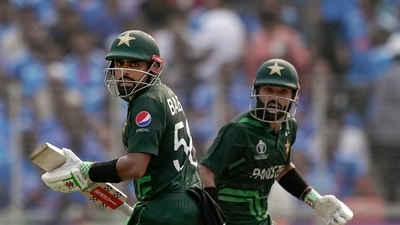 Mohammed Siraj and Hardik Pandya dismissed the openers after Rohit Sharma won the toss and put Pakistan to bat first. Babar Azam and Mohammad Rizwan then seemed to have put India on the backfoot with an 82-run stand which came in 103 balls. (PTI) Mohammed Siraj and Hardik Pandya dismissed the openers after Rohit Sharma won the toss and put Pakistan to bat first. Babar Azam and Mohammad Rizwan then seemed to have put India on the backfoot with an 82-run stand which came in 103 balls. (PTI)