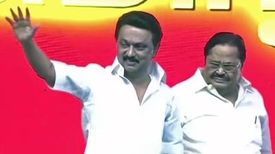 DMK president MK Stalin along with party leader Durai Murugan. (ANI) DMK president MK Stalin along with party leader Durai Murugan. (ANI)