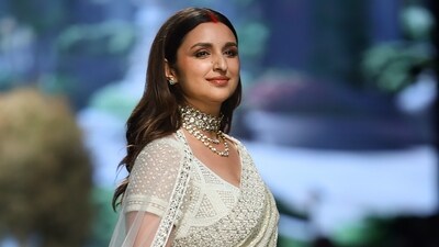 Parineeti Chopra walks the ramp at the Lakme Fashion Week at Pragati Maidan, in New Delhi. She recently saw the release of her film Mission Raniganj, in which she stars opposite Akshay Kumar. (PTI) Parineeti Chopra walks the ramp at the Lakme Fashion Week at Pragati Maidan, in New Delhi. She recently saw the release of her film Mission Raniganj, in which she stars opposite Akshay Kumar. (PTI)
