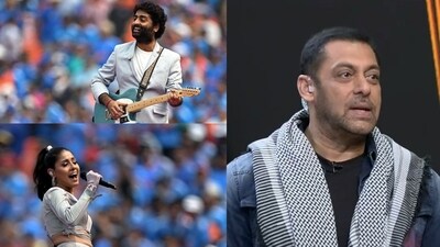 Celebs at India vs Pakistan pre-match performance in Ahmedabad. (wires) Celebs at India vs Pakistan pre-match performance in Ahmedabad. (wires)