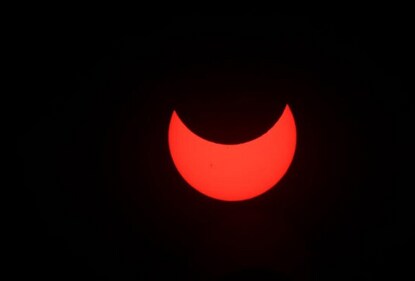 A filtered image of the solar eclipse taken from the Astronomical Observatory at the Universidad Autonoma de Honduras in Tegucigalpa, Honduras, October 14, 2023. (Gustavo Amador/Shutterstock) A filtered image of the solar eclipse taken from the Astronomical Observatory at the Universidad Autonoma de Honduras in Tegucigalpa, Honduras, October 14, 2023. (Gustavo Amador/Shutterstock)