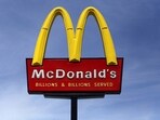 A McDonald's restaurant sign.