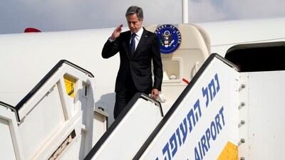 US Secretary of State Antony Blinken in Tel Aviv, Israel on October 12. US President Joe Biden has dispatched his top diplomat to Israel on an urgent mission to show support after the unprecedented attack by Hamas militants. (AP) US Secretary of State Antony Blinken in Tel Aviv, Israel on October 12. US President Joe Biden has dispatched his top diplomat to Israel on an urgent mission to show support after the unprecedented attack by Hamas militants. (AP)