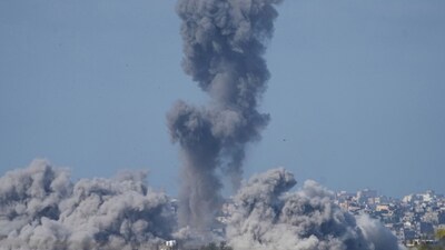 Israel-Hamas War: Smoke rises following an Israeli airstrike in the Gaza Strip, as seen from southern Israel. (AP)