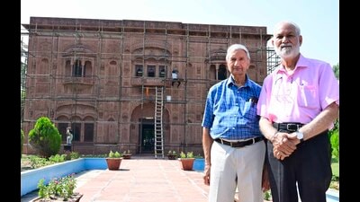 Architect Surinder Singh Sekhon (right) and Dr Gurdev Singh Khush supervising the renovation of Museum of Social History and Rural Life. (ht photo) Architect Surinder Singh Sekhon (right) and Dr Gurdev Singh Khush supervising the renovation of Museum of Social History and Rural Life. (ht photo)
