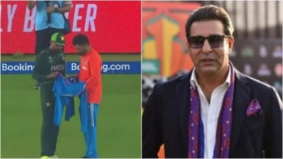 Virat Kohli gifts his jersey to Babar Azam (L); Wasim Akram (X/Files)