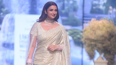 Parineeti Chopra walked the ramp at Lakme Fashion Week 2023 on Saturday. Parineeti Chopra walked the ramp at Lakme Fashion Week 2023 on Saturday.