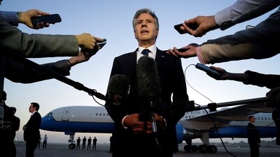 Israel- Hamas War: US Secretary of State Antony Blinken speaks to members of the media before leaving Cairo, Egypt. (Reuters)