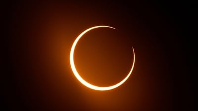 The moon moves in front of the sun during an annular solar eclipse, or ring of fire, (AP) The moon moves in front of the sun during an annular solar eclipse, or ring of fire, (AP)