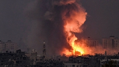 Israel-Hamas War: A fireball erupts during Israeli bombardment in the northern Gaza Strip. (AFP)