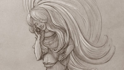 "At first glance, the image appears to show a sketch of a woman with her hair flowing in the wind. She is seen wearing a pretty dress while smiling and speaking on the phone," says the artist. (Oleg Shupliak) "At first glance, the image appears to show a sketch of a woman with her hair flowing in the wind. She is seen wearing a pretty dress while smiling and speaking on the phone," says the artist. (Oleg Shupliak)