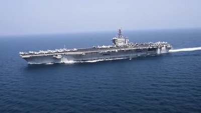 Nuclear-powered USS Dwight Eisenhower. Nuclear-powered USS Dwight Eisenhower.