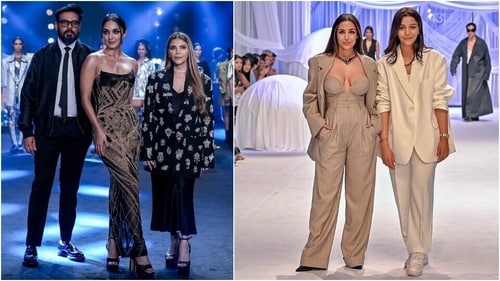 Kiara Advani and Malaika Arora walk the ramp as showstoppers on Day 4 of Lakme Fashion Week. (Instagram) Kiara Advani and Malaika Arora walk the ramp as showstoppers on Day 4 of Lakme Fashion Week. (Instagram)
