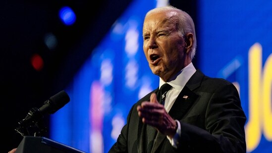 US President Joe Biden delivers remark on stage during the 2023 Human Rights Campaign National Dinner at the Washington Convention Center on October, 14, 2023 in Washington, DC (Photo by Kent Nishimura / GETTY IMAGES NORTH AMERICA / Getty Images via AFP) (Getty Images via AFP)