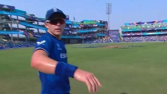 Sam Curran pushes the cameraman away during World Cup game vs Afghanistan (X)