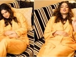 Former Miss Universe Harnaaz Sandhu delighted her fans with another peek into her sartorial picks by sharing pictures from a recent photoshoot. The star posted clicks of herself making goofy faces and lying on a couch while posing for the camera in a bright yellow pantsuit. "Mood [sparkle heart emoji]," she captioned the post. The ensemble is from the shelves of a clothing label Ārohi. Scroll through to see her photos in the attire.&nbsp;