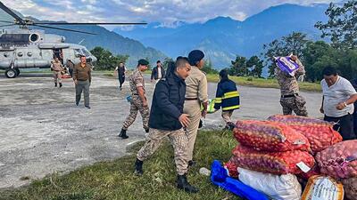 A rescue and relief operation in flood-affected Sikkim. (PTI) A rescue and relief operation in flood-affected Sikkim. (PTI)