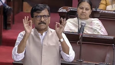 Shiv Sena (UBT) MP Sanjay Raut in the Rajya Sabha. (ANI file photo) Shiv Sena (UBT) MP Sanjay Raut in the Rajya Sabha. (ANI file photo)