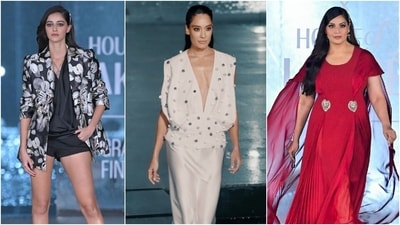 Ananya Panday, Lisa Haydon and Bipasha Basu walk the ramp for Bibhu Mohapatra at Lakme Fashion Week grand finale. (Instagram) Ananya Panday, Lisa Haydon and Bipasha Basu walk the ramp for Bibhu Mohapatra at Lakme Fashion Week grand finale. (Instagram)
