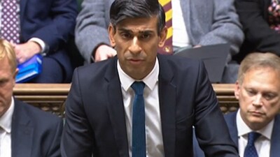 Israel-Hamas War: Britain's prime minister Rishi Sunak speaking during a statement on the situation in Israel and Gaza in the House of Commons, in London. (AFP) Israel-Hamas War: Britain's prime minister Rishi Sunak speaking during a statement on the situation in Israel and Gaza in the House of Commons, in London. (AFP)