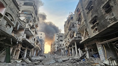 Israel-Hamas War: Houses and buildings destroyed in Israeli strikes, in Jabalia in the northern Gaza Strip. (Reuters)