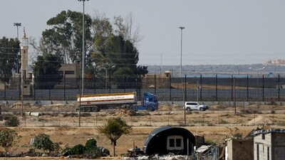 Israel-Hamas War: A UN-flagged fuel truck moves towards border crossing, amid the ongoing Israeli-Palestinian conflict, in Rafah in the southern Gaza Strip. (Reuters)