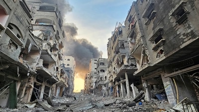 A view shows houses and buildings destroyed in Israeli strikes, in Jabalia in the northern Gaza Strip, October 11, 2023 (REUTERS/Anas al-Shareef TPX IMAGES OF THE DAY) (REUTERS)