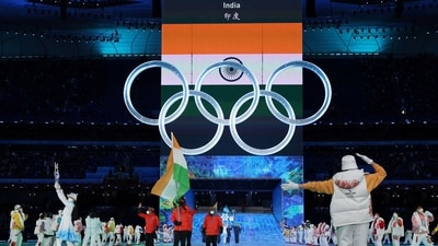 Flag bearer Arif Mohd Khan of India during the athletes parade at the opening ceremony (REUTERS)