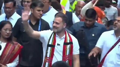 Congress leader Rahul Gandhi in Aizawl. (X) Congress leader Rahul Gandhi in Aizawl. (X)