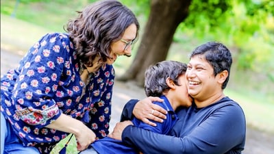 The author, with her spouse, Megan and son, Jamie. (Minita Sanghvi) The author, with her spouse, Megan and son, Jamie. (Minita Sanghvi)