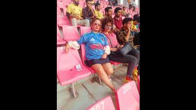 The presence of fans in the stadium during non-India matches is notably sparse. (HT Photo) The presence of fans in the stadium during non-India matches is notably sparse. (HT Photo)
