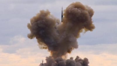 In this video grab provided by RU-RTR Russian television via AP television on Thursday, March 1, 2018, the Avangard hypersonic vehicle blasts off during a test launch at an undisclosed location in Russia. President Vladimir Putin declared Thursday that Russia has developed a range of new nuclear weapons, claiming they can't be intercepted by enemy. (AP) In this video grab provided by RU-RTR Russian television via AP television on Thursday, March 1, 2018, the Avangard hypersonic vehicle blasts off during a test launch at an undisclosed location in Russia. President Vladimir Putin declared Thursday that Russia has developed a range of new nuclear weapons, claiming they can't be intercepted by enemy. (AP)