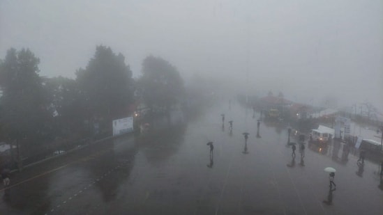 The Churdhar ranges in Sirmaur, Rohtang Pass, and Jalori Pass in Kullu, as well as Hato Peak and Chanshal in Shimla, witnessed snowfall.(ANI)