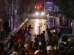 People clash with Palestinian security forces during a rally in solidarity with the Palestinians of the Gaza Strip in the West Bank city of Ramallah, on October 17, 2023. People clash with Palestinian security forces during a rally in solidarity with the Palestinians of the Gaza Strip in the West Bank city of Ramallah, on October 17, 2023.
