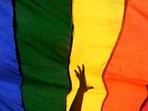 A rainbow flag during a rally in Kolkata. A rainbow flag during a rally in Kolkata.