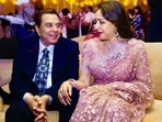 Hema Malini and Dharmendra at her birthday party. Hema Malini and Dharmendra at her birthday party.