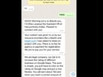 Text message with the WhatsApp scammer. Text message with the WhatsApp scammer.