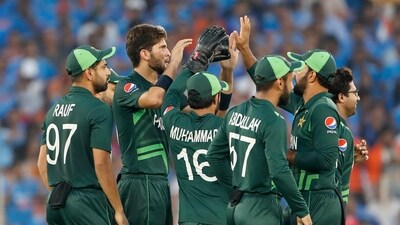 Pakistan's Shaheen Afridi and teammates celebrate the wicket of India's Shubman Gill during their match in the ICC Men's Cricket World Cup 2023 (ANI) Pakistan's Shaheen Afridi and teammates celebrate the wicket of India's Shubman Gill during their match in the ICC Men's Cricket World Cup 2023 (ANI)