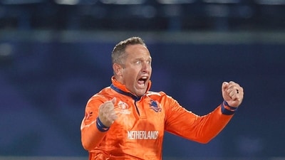 Van der Merwe followed up the batting performance with a scintillating spell of 2/34 with the ball. (Cricket Netherlands twitter) Van der Merwe followed up the batting performance with a scintillating spell of 2/34 with the ball. (Cricket Netherlands twitter)