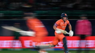 Van der Merwe was the aggressor in the stand and as he scored 29 off 19 balls. After he got out though, Aryan Dutt came in and smashed 23 in just 9 balls, allowing the Netherlands to get to a score of 245/8. (AFP) Van der Merwe was the aggressor in the stand and as he scored 29 off 19 balls. After he got out though, Aryan Dutt came in and smashed 23 in just 9 balls, allowing the Netherlands to get to a score of 245/8. (AFP)