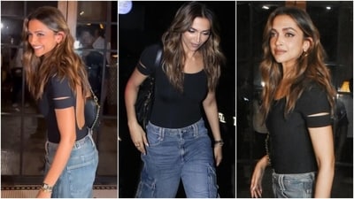 Deepika Padukone raises the temperature in a risqué backless bodysuit and steal-worthy denim jeans. (Instagram) Deepika Padukone raises the temperature in a risqué backless bodysuit and steal-worthy denim jeans. (Instagram)