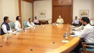PM Narendra Modi chaired the meeting in the presence of Science minister Jitendra Singh and ISRO chairperson S Somnath. (HT photo) PM Narendra Modi chaired the meeting in the presence of Science minister Jitendra Singh and ISRO chairperson S Somnath. (HT photo)