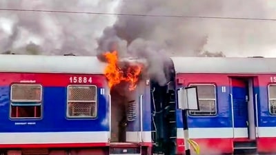 "All train passengers got down safely before the fire spread," Dr Shivraj Manaspure, CPRO, Central Railway stated. (PTI) "All train passengers got down safely before the fire spread," Dr Shivraj Manaspure, CPRO, Central Railway stated. (PTI)