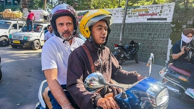 On the second day of his trip to Mizoram, Congress leader Rahul Gandhi met with former Mizoram Chief Minister Lal Thanhawla. (PTI) On the second day of his trip to Mizoram, Congress leader Rahul Gandhi met with former Mizoram Chief Minister Lal Thanhawla. (PTI)