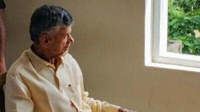 TDP Chief N Chandrababu Naidu at a court after his arrest in the alleged Andhra Pradesh State Skill Development Corporation case. (PTI) TDP Chief N Chandrababu Naidu at a court after his arrest in the alleged Andhra Pradesh State Skill Development Corporation case. (PTI)