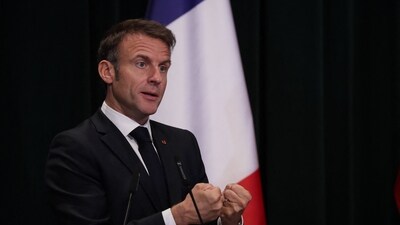 French President Emmanuel Macron speaks during a press conference. (AFP) French President Emmanuel Macron speaks during a press conference. (AFP)