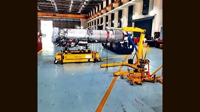 The F414 engine has evolved from the F404 (above) that powers the LCA Mk-1 and Mk-1A variants. (Rahul Singh/HT Photo) The F414 engine has evolved from the F404 (above) that powers the LCA Mk-1 and Mk-1A variants. (Rahul Singh/HT Photo)